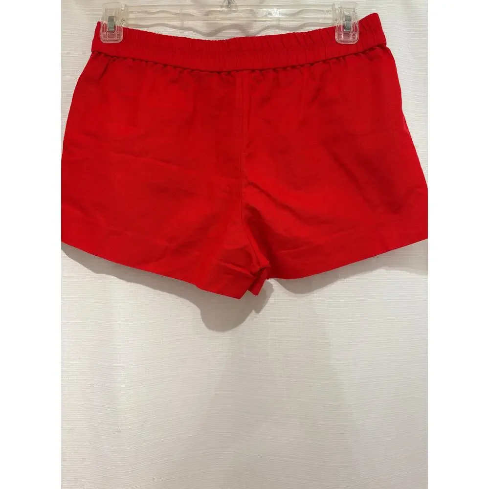 J. Crew Factory Bright Red Cotton-Linen Blend Shorts